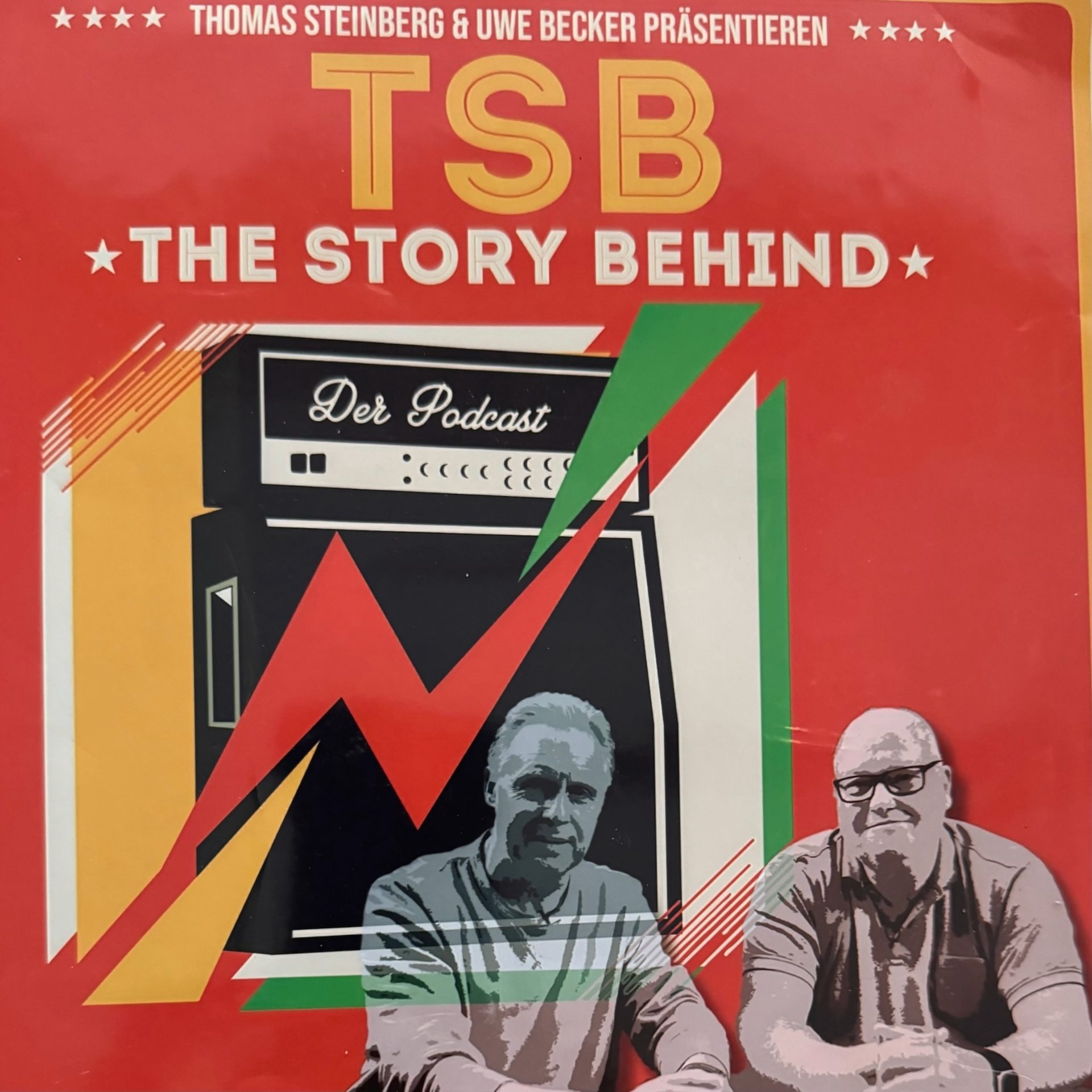 The story behind Plakat mit zwei Männern auf rotem Hintergrund
